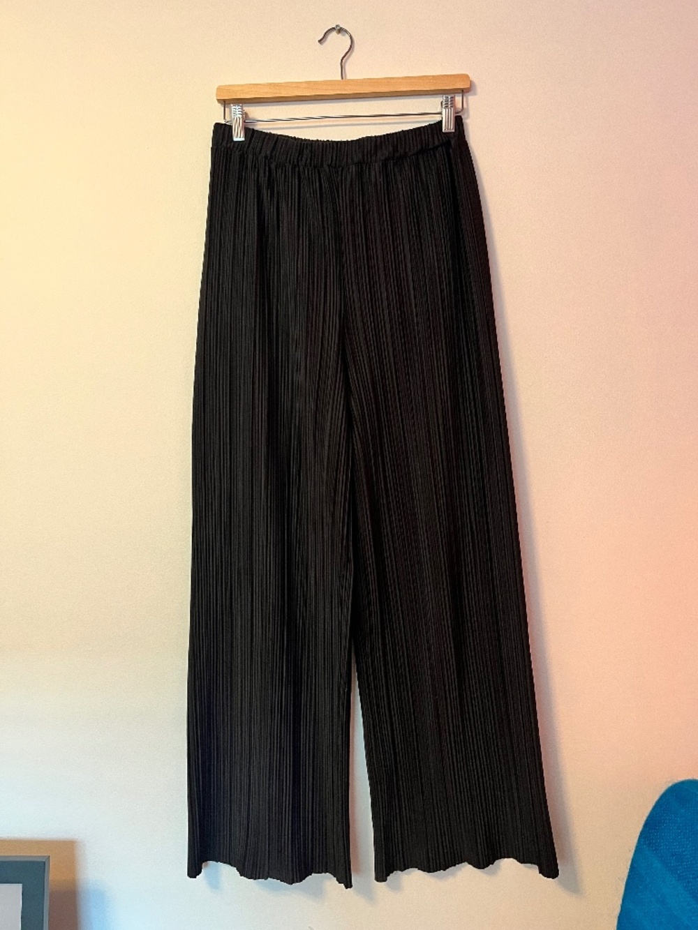 Mango Black Plisse Pleated Casual Pants